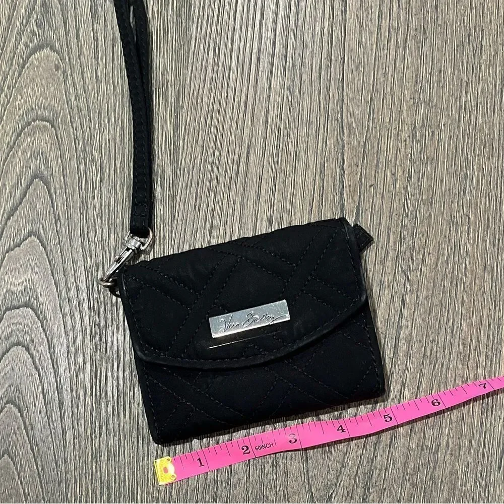 Vera Bradley Black Coin Purse Cardcase Snap Wallet Wristlet
